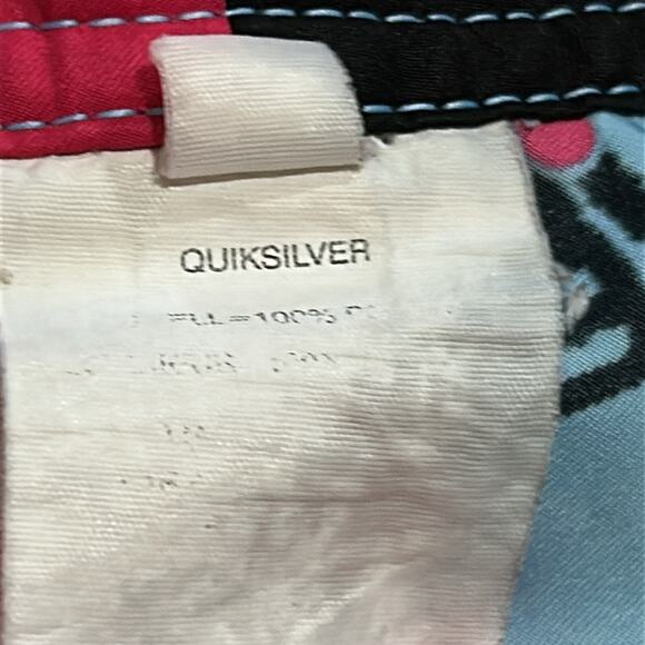 Quiksilver Blue and Pink Board Shorts Vibrant Patchwork Design Size 38 - Picture 6 of 7